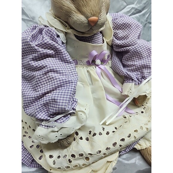Vtg Shelve Sitter Rabbit Doll 22” Stuffed Body Ceramic Head And  Feet  Farmhouse - Picture 9 of 10